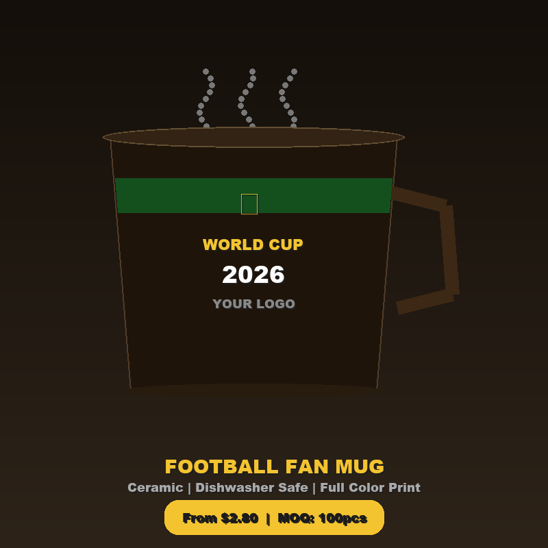 Football Fan Mug - World Cup 2026 Ceramic Coffee Cup with Custom Print