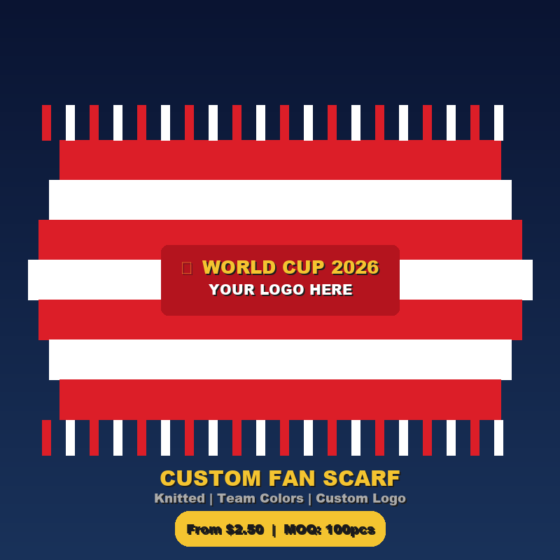Branded Football Fan Scarf - World Cup Team Supporter Accessory